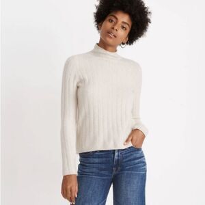 Madewell Evercrest Turtleneck Sweater in Coziest Yarn Heather Quinoa Size XL